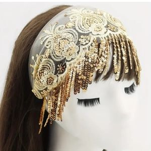 GOLDTONE BEADED REVERSIBLE EMBROIDERED IVORY HEADBAND NWT